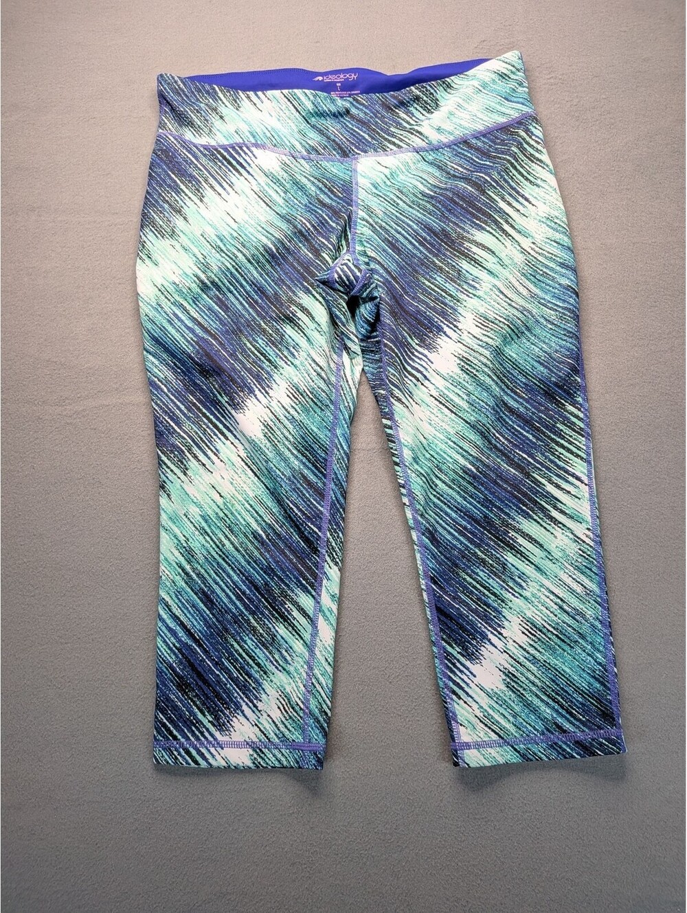Ideology Leggings Womens L Multicolor Stripe Capri Yoga Gym Workout Stretch